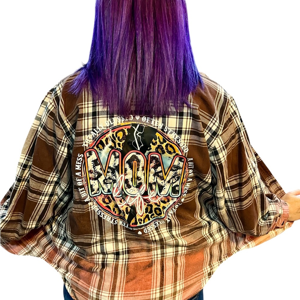 Jones New York Brown Plaid Women's bleached Flannel